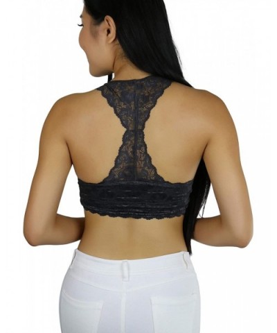 Women's Stretch Lace Hourglass Back with Full Mesh Lining Bralette - Ash Grey - CW18TYE766C $21.36 Bras