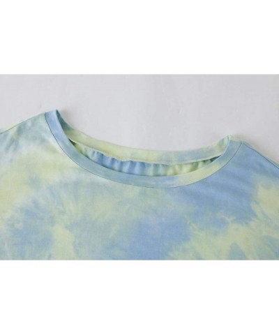 Womens Tie Dye Printed Sweatshirts One Shoulder Long Sleeve Round Neck Casual Pajamas Loungewear - Green - CA19D3LIMM3 $27.93...