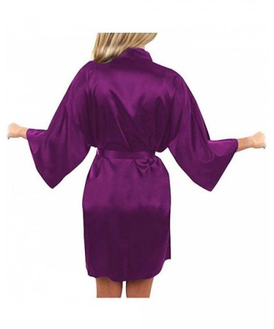 Sexy Faux Silk Satin Night Kimono Robe Short Bathrobe Perfect Wedding Bride Bridesmaid Dressing Gown As the Photo Show1 - CP1...