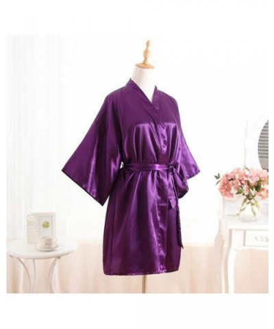 Sexy Faux Silk Satin Night Kimono Robe Short Bathrobe Perfect Wedding Bride Bridesmaid Dressing Gown As the Photo Show1 - CP1...