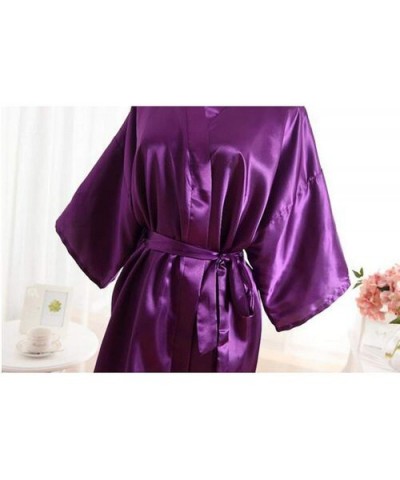 Sexy Faux Silk Satin Night Kimono Robe Short Bathrobe Perfect Wedding Bride Bridesmaid Dressing Gown As the Photo Show1 - CP1...