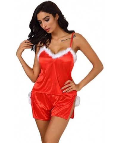 Womens Camisole Pajamas Set Sexy Lingerie Backless Tank Tops Vest Shorts Underwear - Red - CG18ZAHTRWW $20.62 Garters & Garte...