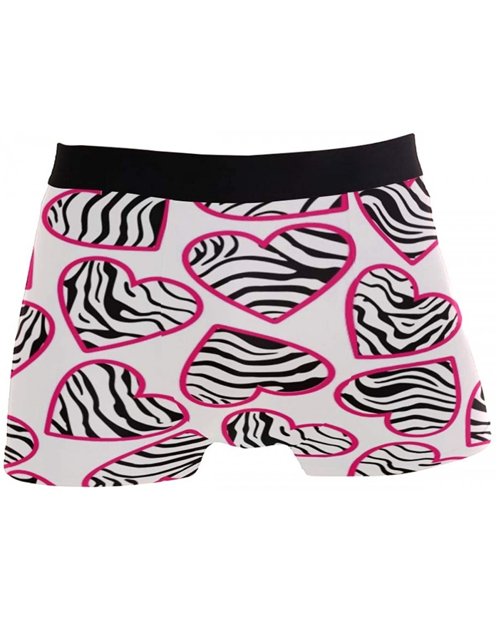 Zebra Love Heart Mens Boxer Briefs Underwear Breathable Stretch Boxer Trunk with Pouch - White - C218MDIAMCU $26.09 Boxer Briefs