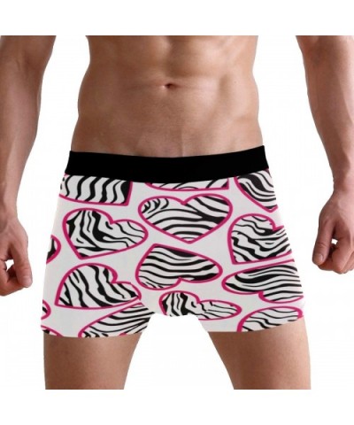 Zebra Love Heart Mens Boxer Briefs Underwear Breathable Stretch Boxer Trunk with Pouch - White - C218MDIAMCU $26.09 Boxer Briefs