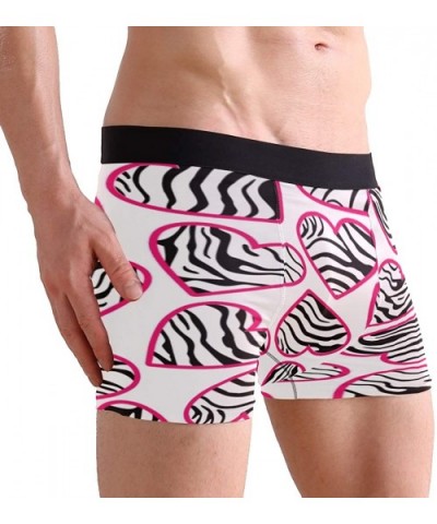 Zebra Love Heart Mens Boxer Briefs Underwear Breathable Stretch Boxer Trunk with Pouch - White - C218MDIAMCU $26.09 Boxer Briefs