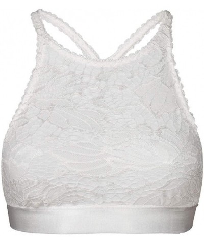 Women Lace Floral Halter Bralette Bustier Vest Sexy Bra Top Underwear - White - CG18NOTO4IT $13.65 Bras