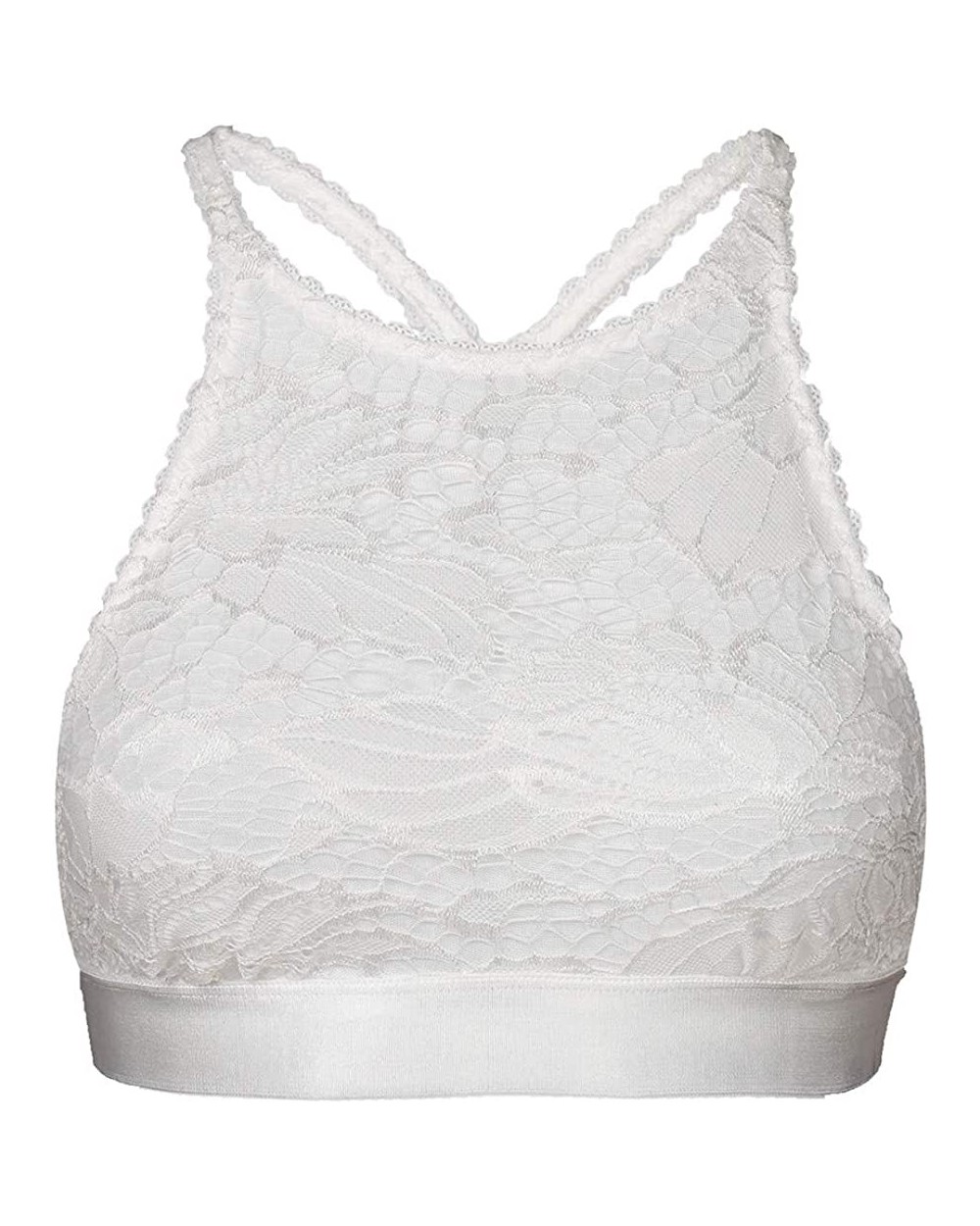 Women Lace Floral Halter Bralette Bustier Vest Sexy Bra Top Underwear - White - CG18NOTO4IT $13.65 Bras