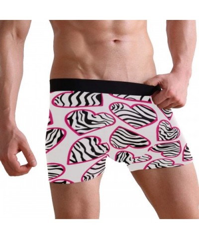 Zebra Love Heart Mens Boxer Briefs Underwear Breathable Stretch Boxer Trunk with Pouch - White - C218MDIAMCU $26.09 Boxer Briefs