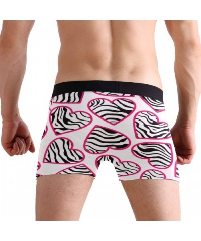 Zebra Love Heart Mens Boxer Briefs Underwear Breathable Stretch Boxer Trunk with Pouch - White - C218MDIAMCU $26.09 Boxer Briefs