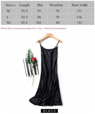 Ladies Sexy Night Dress Cross The Back Imitation Silk Satin Sleeveless Nighties V-Neck Nightgown Sleepwear for Women - WINE R...