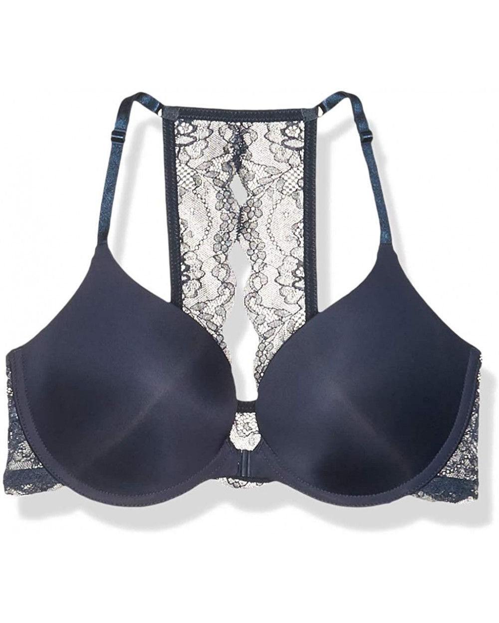 Women's Lace-Splashed Racerback Underwire Push-up Bra with Front Closure - Black Iris - CS1827IECU6 $29.90 Bras