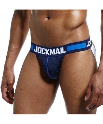 Men Jock Straps Nylon Mesh Breathable Men Underwear Briefs Thongs - Naveblue - C018KD4DU9W $13.77 G-Strings & Thongs