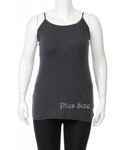 Womens Plus Size Classic Basic Solid Cami with Adjustable Spaghetti Straps Tank Top 4Pack 1XL~3XL - Charcoal.grey/White/Black...