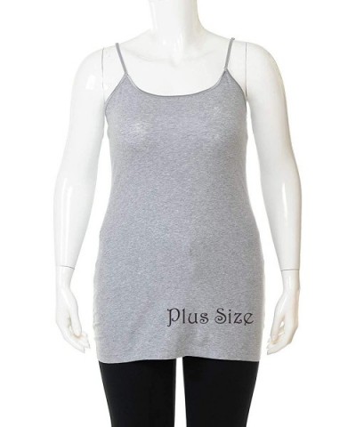 Womens Plus Size Classic Basic Solid Cami with Adjustable Spaghetti Straps Tank Top 4Pack 1XL~3XL - Charcoal.grey/White/Black...