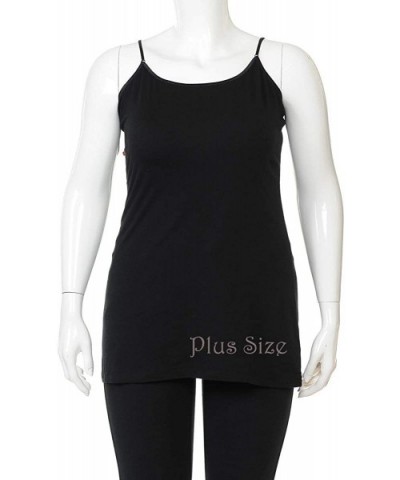 Womens Plus Size Classic Basic Solid Cami with Adjustable Spaghetti Straps Tank Top 4Pack 1XL~3XL - Charcoal.grey/White/Black...