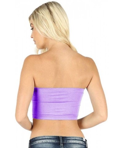 Strapless Womens Seamless Basic Tube Top Bandeau - Lavender - CW18H0QR5SG $12.16 Camisoles & Tanks