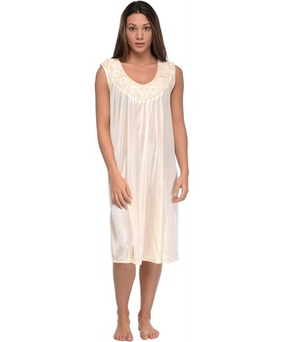 Women's Sleeveless Flower Satin Nightgown - Yellow - CL12CF6XFIR $21.11 Nightgowns & Sleepshirts