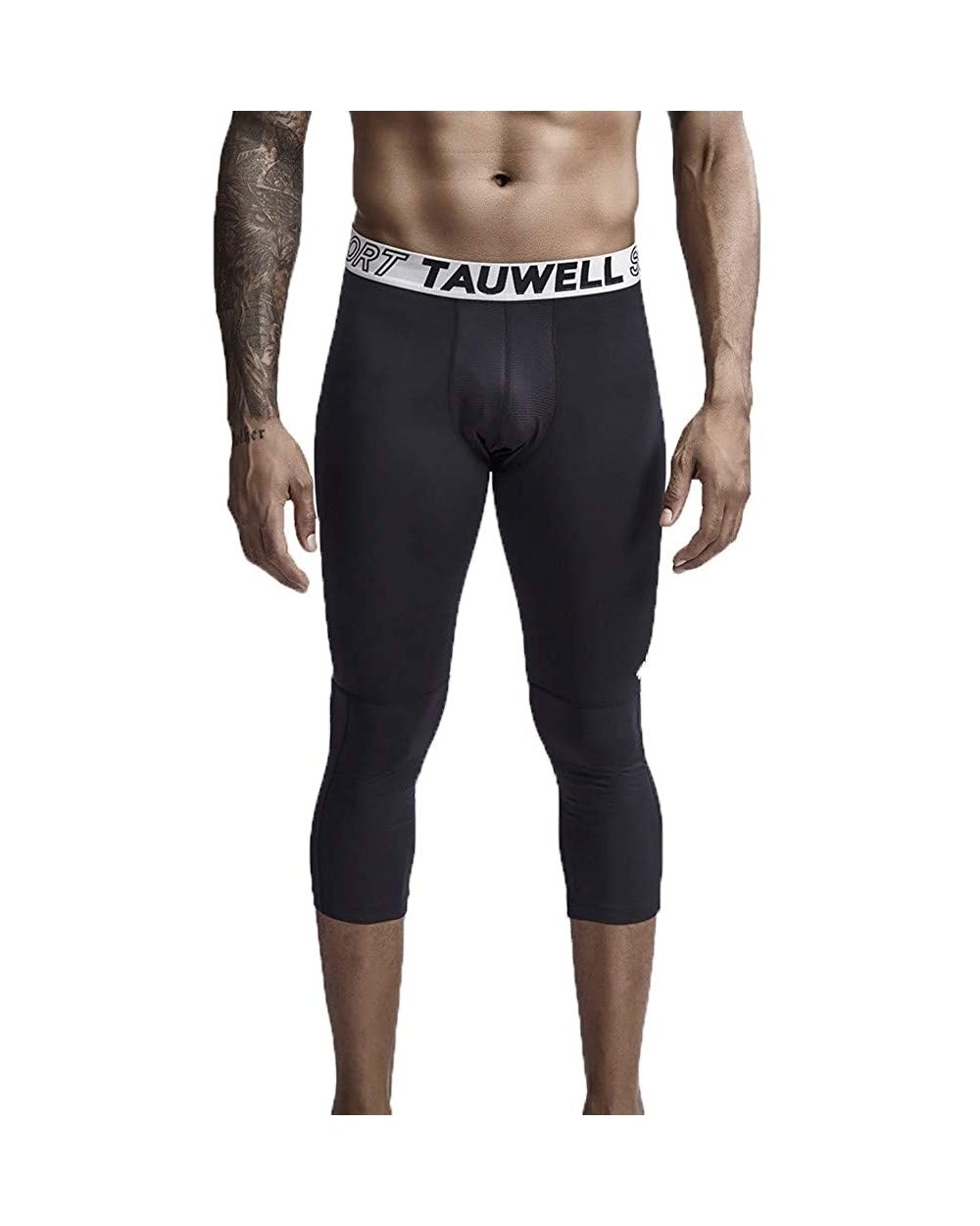 Men's Dry Fit Compression Pants Workout Running Leggings Crop Dry Cool Sports Tights Baselayer Yoga Rashguard - Black - C4193...