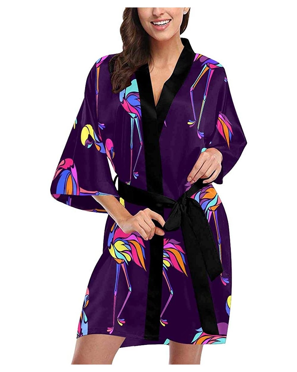 Custom Colorful Floral Polka Dot Women Kimono Robes Beach Cover Up for Parties Wedding (XS-2XL) - Multi 3 - CY194S46A8W $76.6...