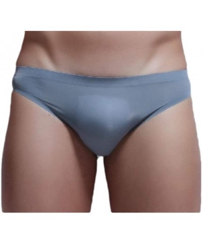 Men's Bralette Sexy Stretchy Seamless Breathable Ice Silk Briefs - Grey - CO19D7X3ARL $28.35 Briefs