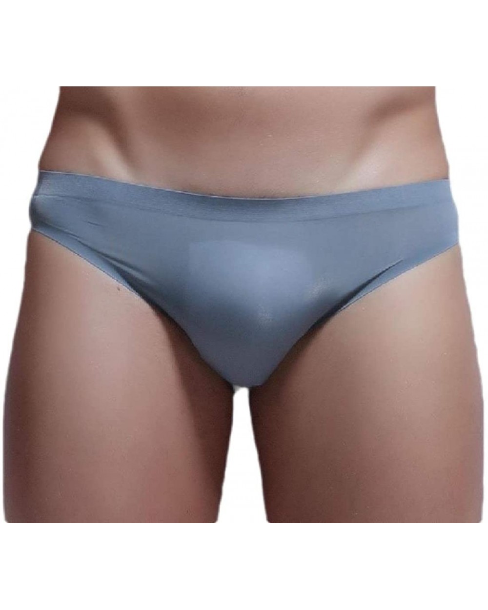 Men's Bralette Sexy Stretchy Seamless Breathable Ice Silk Briefs - Grey - CO19D7X3ARL $28.35 Briefs