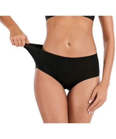 Women's Comfort Cotton High Waist Underwear Breathable Soft Tummy Control Bikini Panties - Black - CO1949LK0AL $13.54 Panties