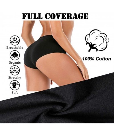 Women's Comfort Cotton High Waist Underwear Breathable Soft Tummy Control Bikini Panties - Black - CO1949LK0AL $13.54 Panties