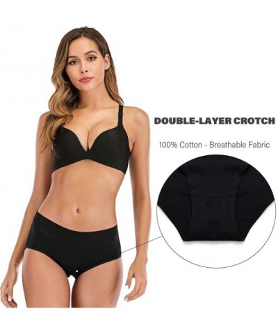 Women's Comfort Cotton High Waist Underwear Breathable Soft Tummy Control Bikini Panties - Black - CO1949LK0AL $13.54 Panties