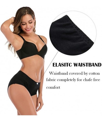 Women's Comfort Cotton High Waist Underwear Breathable Soft Tummy Control Bikini Panties - Black - CO1949LK0AL $13.54 Panties