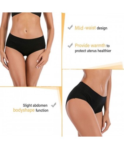 Women's Comfort Cotton High Waist Underwear Breathable Soft Tummy Control Bikini Panties - Black - CO1949LK0AL $13.54 Panties