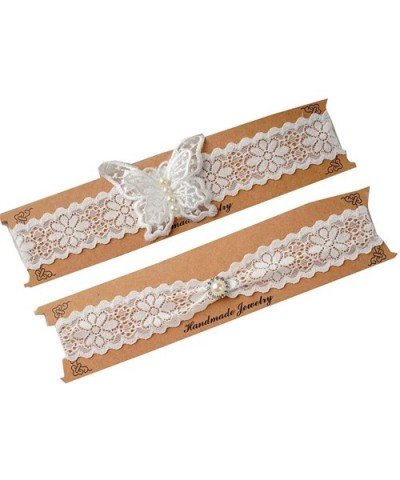 Wedding Garters Set Lace Bridal Garter with butterfly Elastic Leg belt for Women - B - CG190HRYLTD $14.42 Garters & Garter Belts