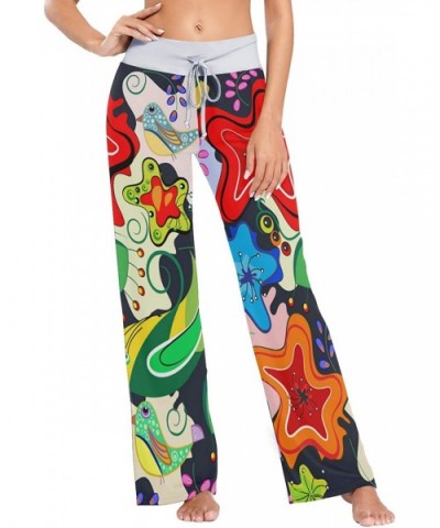 Women's Pajama Pants-Colorful Stars and Birds Drawstring Sleepwear Pants Lounge Yoga Pants Wide Leg Pants for All Seasons - B...