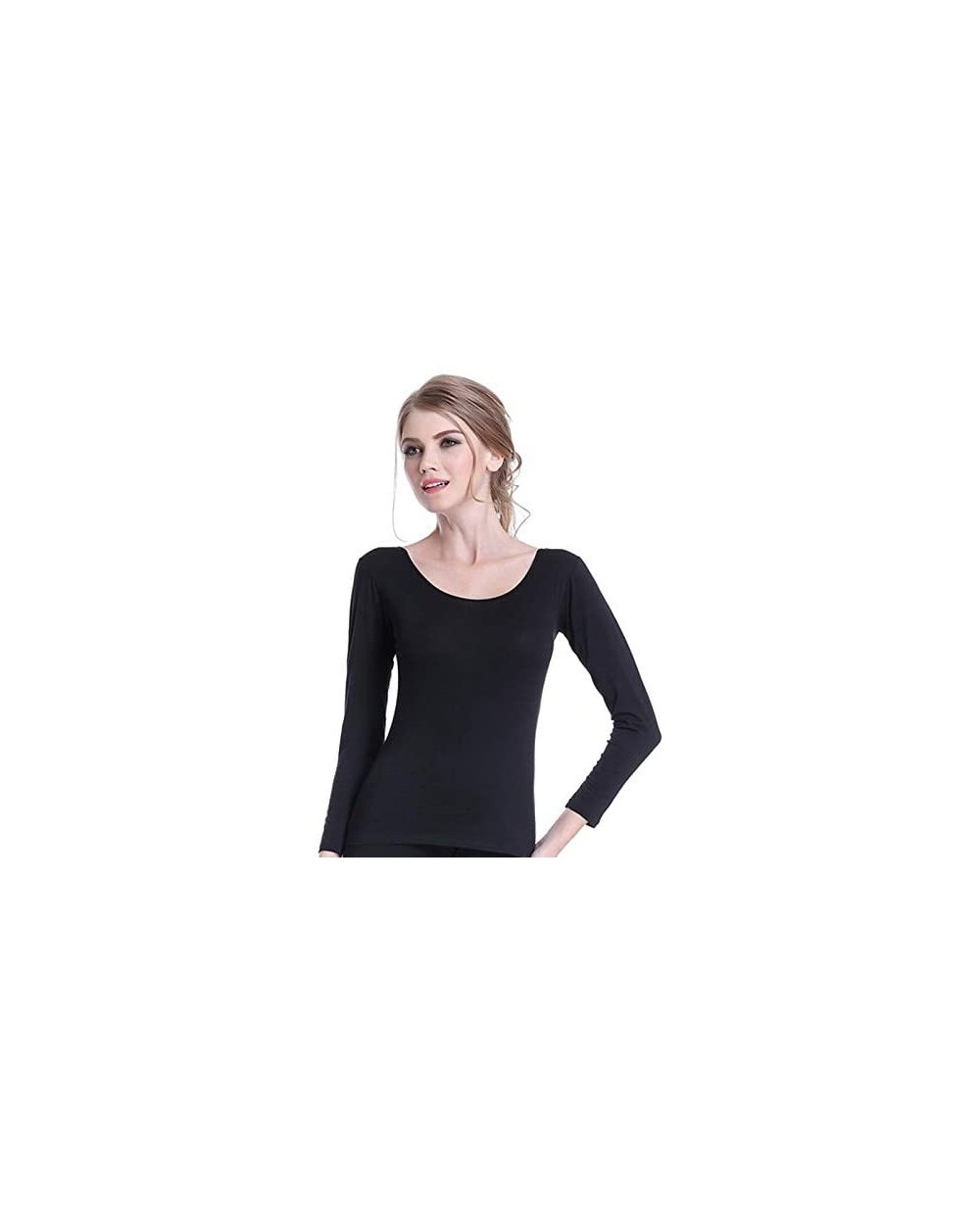 Thermal Underwear Thermal Underwear Women O-Neck Thin Slim Cotton Simple Womens High Elasticity and All-Match Soft Comfortabl...