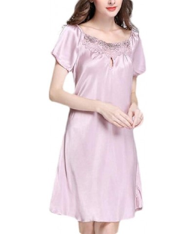 Short Sleeve Satin Sleepwear Summer Soft Sleepwear Nightgown - 3 - CQ19DWL047A $31.59 Nightgowns & Sleepshirts