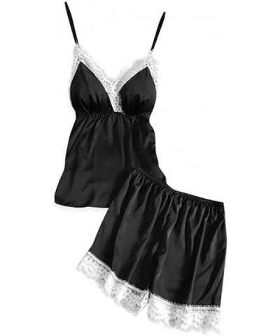 Women V-Neck Lingerie Sexy Lace Lingerie Nightwear Underwear Babydoll Short Sleepwear Set-S-XXL - Black - C9197ZC7I30 $15.56 ...