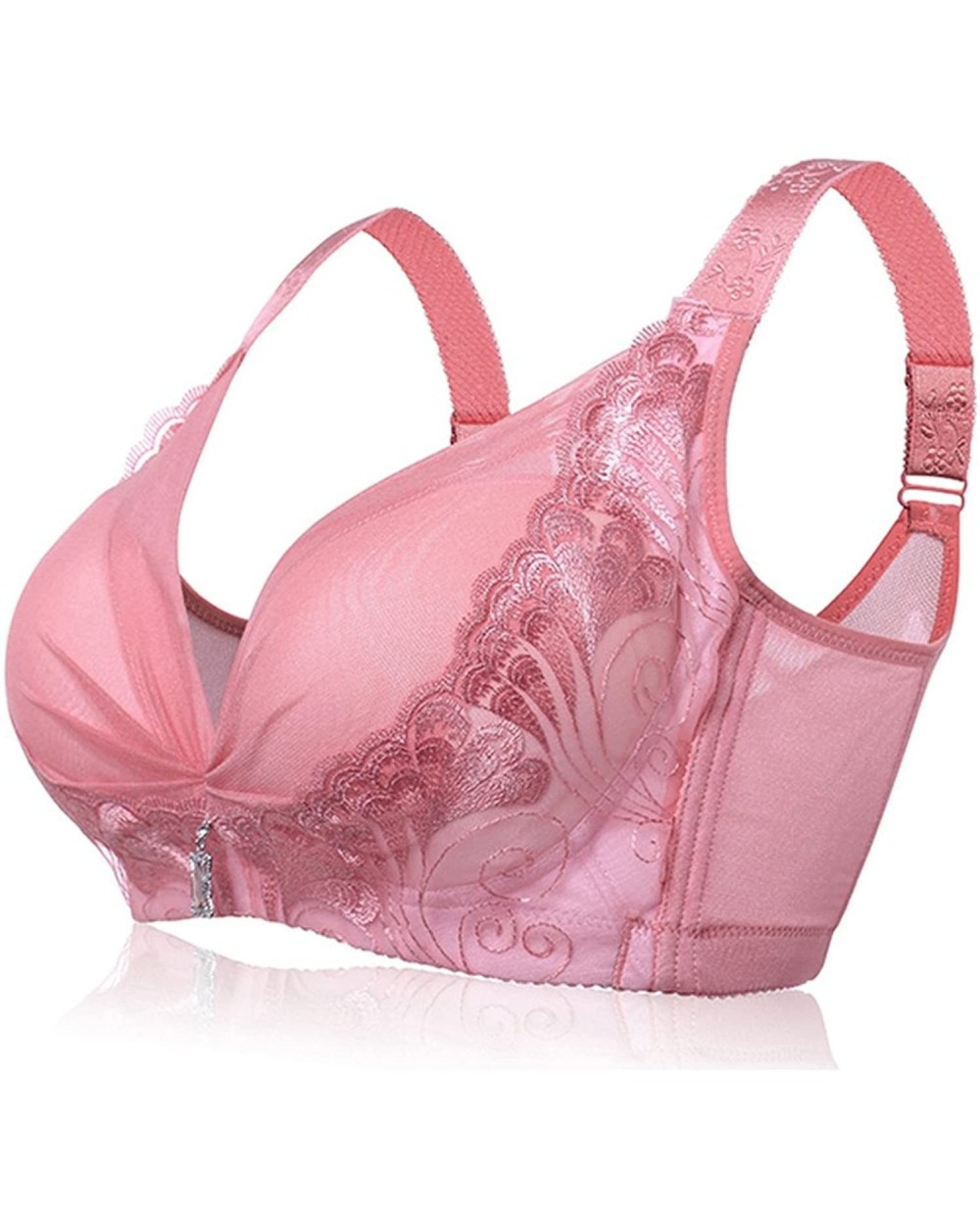 Plus Size Women Push Up 3/4 Cup Bra Sexy Female Wireless Deep V Bras No Rims Plunge Underwear - Pink - CE18R5O3WRE $37.50 Bras