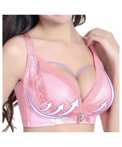 Plus Size Women Push Up 3/4 Cup Bra Sexy Female Wireless Deep V Bras No Rims Plunge Underwear - Pink - CE18R5O3WRE $37.50 Bras