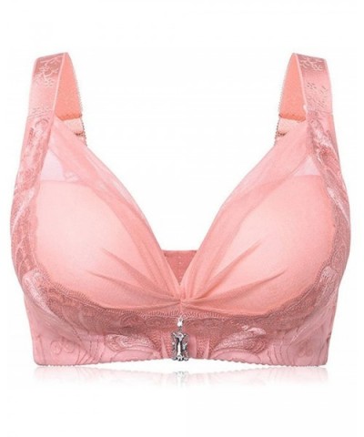 Plus Size Women Push Up 3/4 Cup Bra Sexy Female Wireless Deep V Bras No Rims Plunge Underwear - Pink - CE18R5O3WRE $37.50 Bras