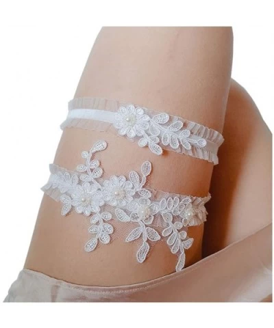 Bride Garter Legs Belt Flower Floral Garter Lace Leaf Garter for Wedding Bridal JW26 - Lace Bands - CF18O2XD9KN $15.17 Garter...