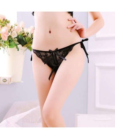 Women's Sexy Open Thong Women's Underwear Low Waist Sexy Lace Panties - Black - CK18KL9MD9R $16.60 Panties