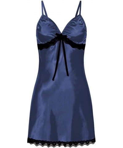 Women Sexy Lingerie Ladies Silk Lace Nightdress Babydoll Sleepwear Nightgown Plus Size - Blue 1 - CE18YQD5DSL $9.95 Baby Doll...