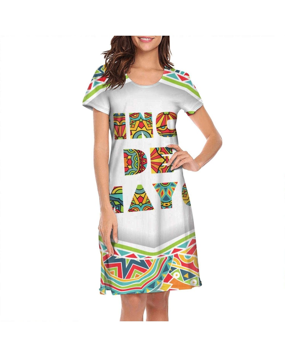 Women's Girls Crazy Nightgowns Nightdress Short Sleeve Sleepwear Cute Sleepdress - Mexican Style Greetings - C51938MKIC8 $49....