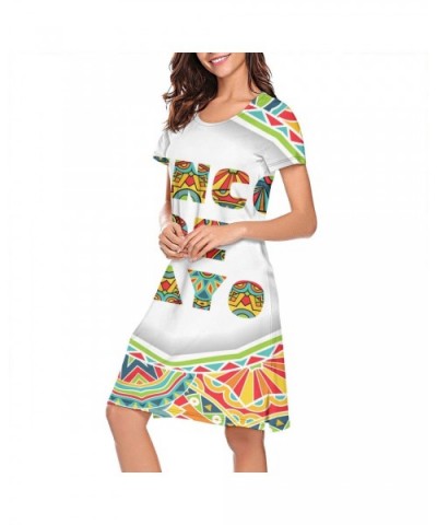 Women's Girls Crazy Nightgowns Nightdress Short Sleeve Sleepwear Cute Sleepdress - Mexican Style Greetings - C51938MKIC8 $49....