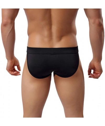 Men's Sexy Briefs Low Rise Bulge-Enhancing Bikini Underwear - 1-pack Black - C418HSZHGCI $12.02 Briefs