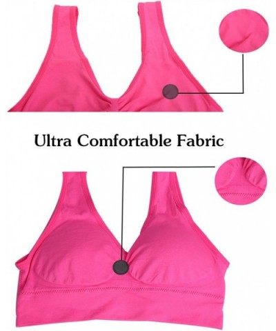 Women Removeable Pads Wirefree Sleep Vest Tops Bra - Fuchsia - CU17YL0EG8L $18.40 Bras