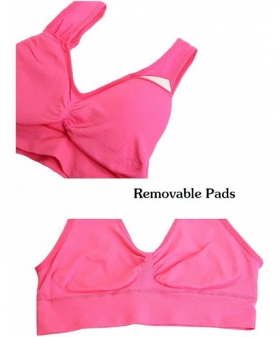 Women Removeable Pads Wirefree Sleep Vest Tops Bra - Fuchsia - CU17YL0EG8L $18.40 Bras