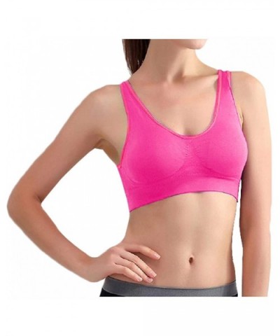 Women Removeable Pads Wirefree Sleep Vest Tops Bra - Fuchsia - CU17YL0EG8L $18.40 Bras