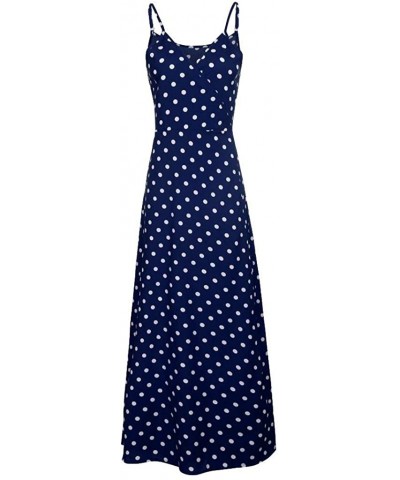 Strappy Dresses for Women Party Wedding Summer Sexy Deep V Dress Polka Dot Dress for Women Party Dress Plus Size - Blue - C11...