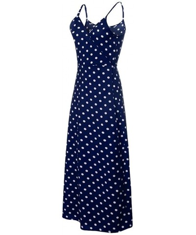 Strappy Dresses for Women Party Wedding Summer Sexy Deep V Dress Polka Dot Dress for Women Party Dress Plus Size - Blue - C11...