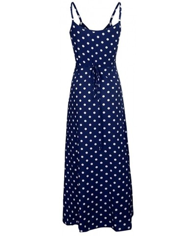 Strappy Dresses for Women Party Wedding Summer Sexy Deep V Dress Polka Dot Dress for Women Party Dress Plus Size - Blue - C11...